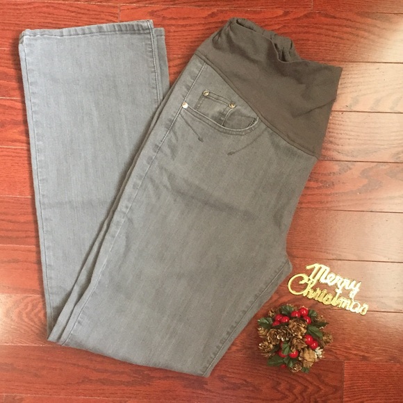 Maternity Grey Pants w/adjustable waist - Picture 3 of 8